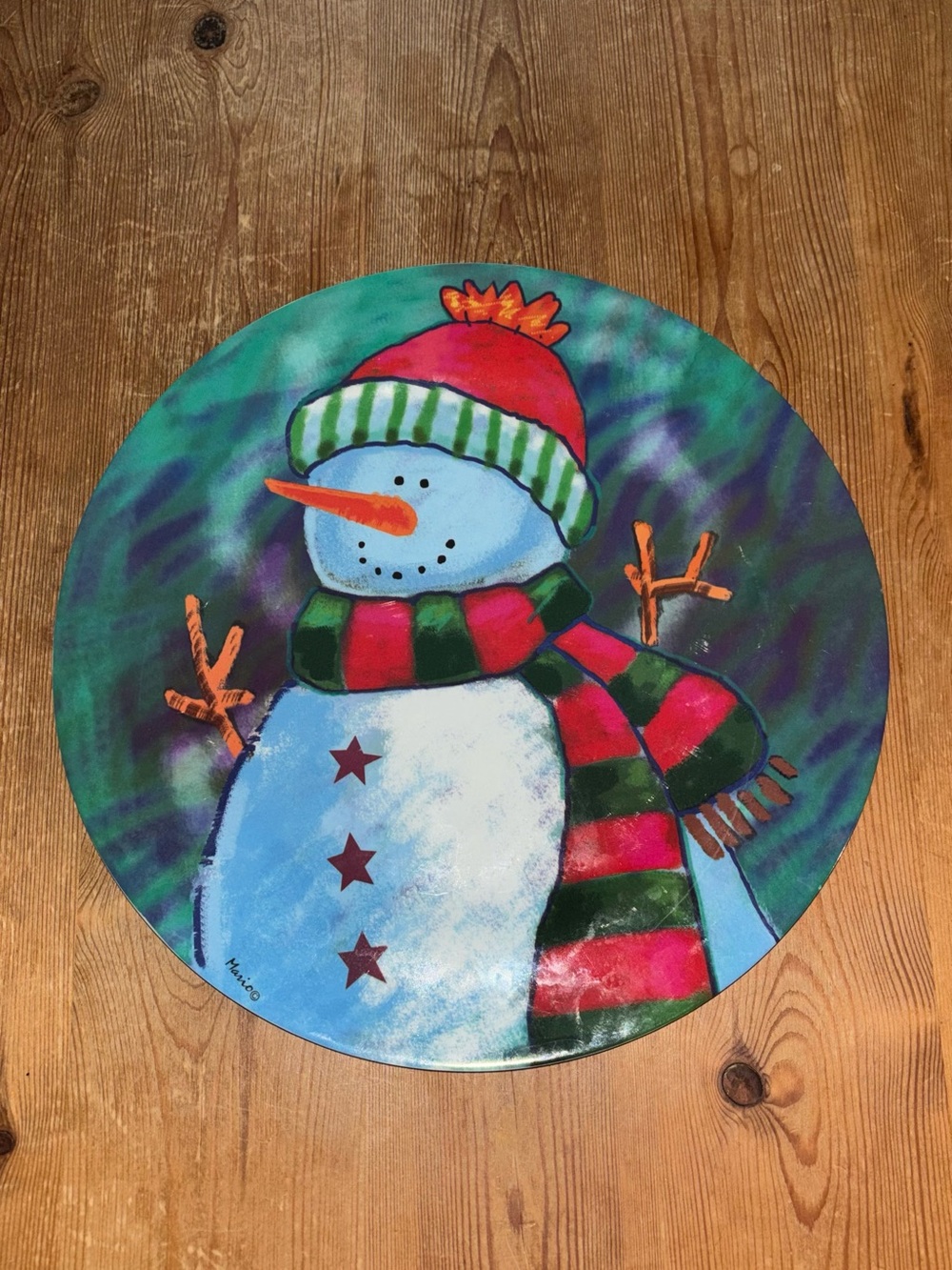 Mario Snowman Melamine 11 Inch Christmas Dinner Plate Holiday Decor Vibes